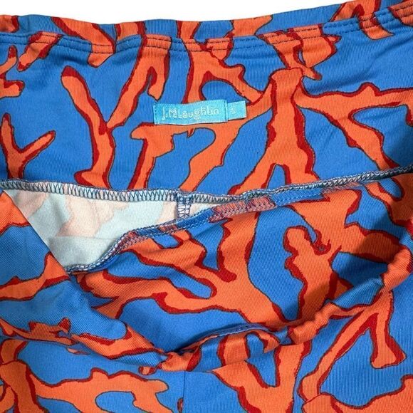 J. McLaughlin Blue & Orange Coral Reef Print Stretchy Pull On 5” Bike Short - Picture 4 of 5